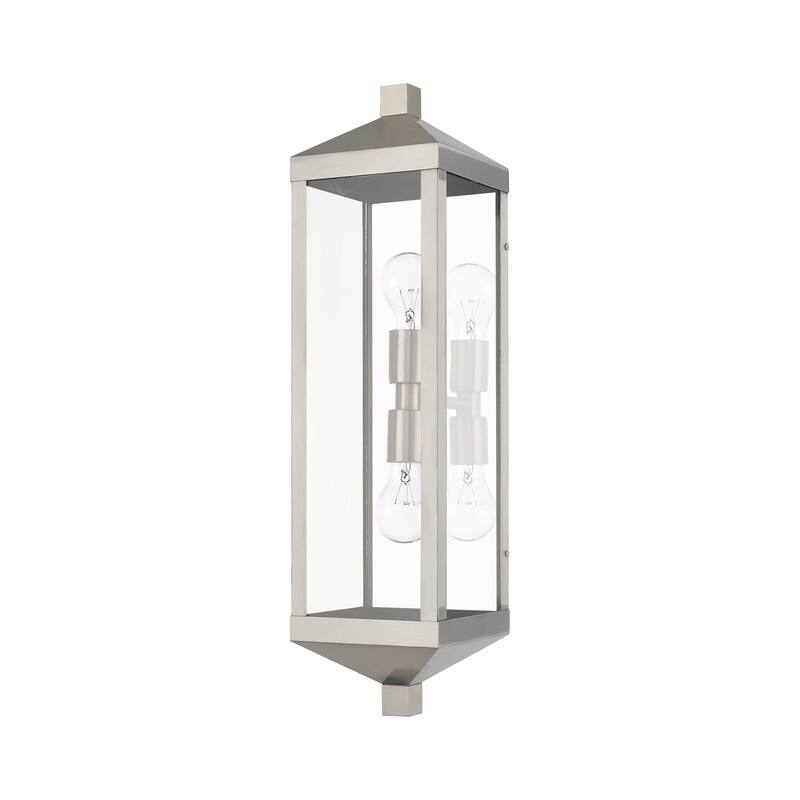 Livex Lighting 2-light Brushed Nickel Outdoor Wall Lantern, 20583-91 - 6.25" W. x 24" H x 7" Ext.