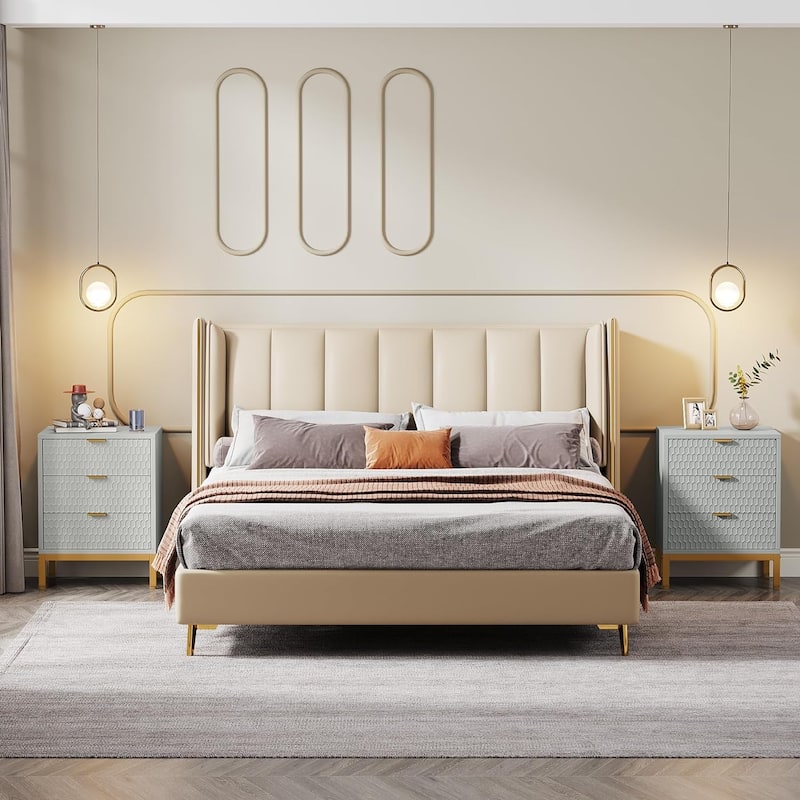3-Drawer Nightstand Modern Tall Bedside Table with Storage Drawers