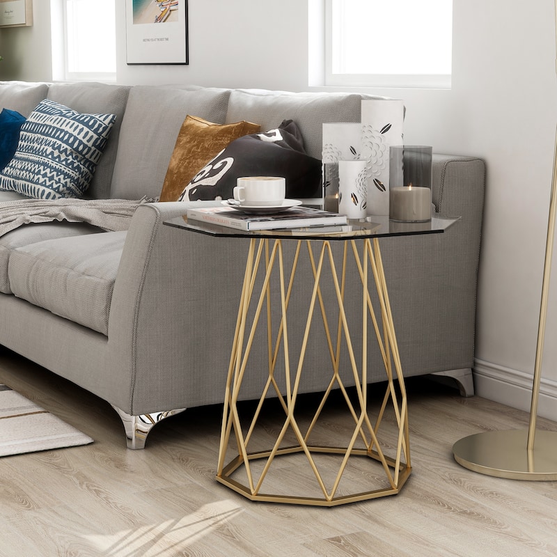Parisa Contemporary 24-inch Glass Top Side Table by Furniture of America