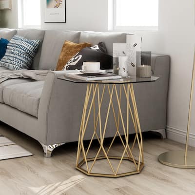 Parisa Contemporary 24-inch Glass Top Side Table by Furniture of America