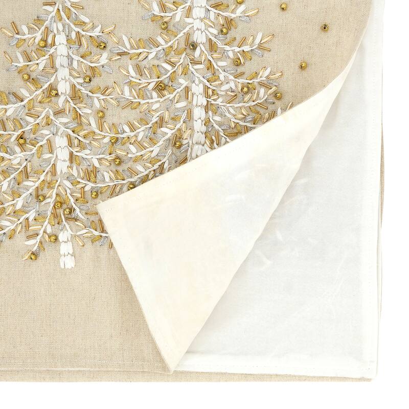 Embroidered Table Runner With Christmas Tree Design - 14"x72"