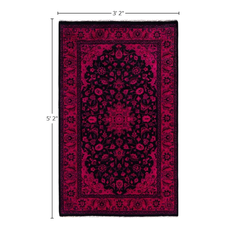 Overdyed One-of-a-Kind Hand-Knotted Area Rug - Black - 3' 2" x 5' 2"