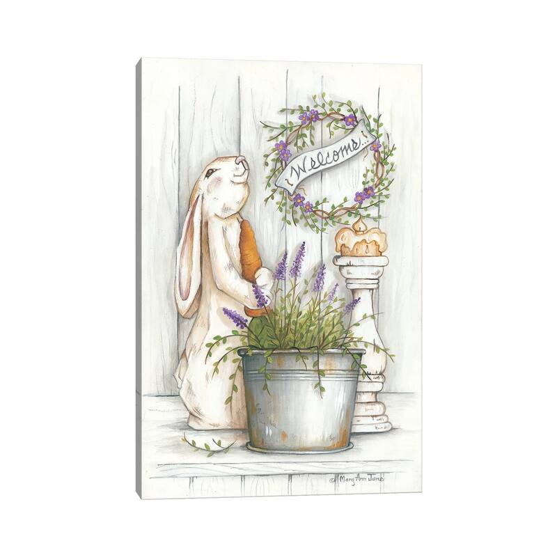 iCanvas "Welcome Bunny" by Mary Anne June Canvas Print