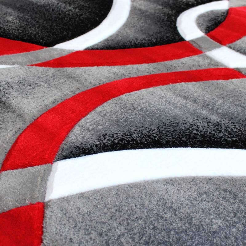 Modern Ribboned Design High-Low Pile Abstract Area Rug