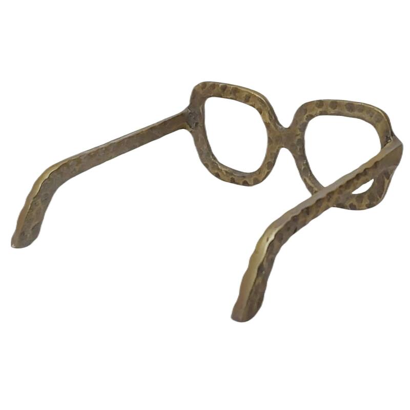 Metal Decorative Object Eyewear-Shaped Sculpture with Textured Design