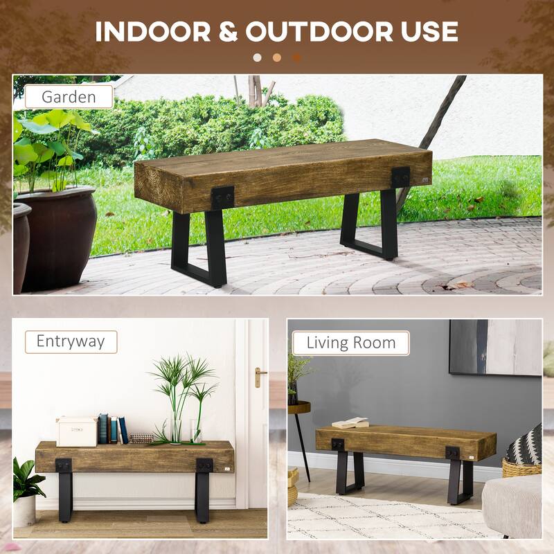 Rustic Wood Bench with Metal Legs