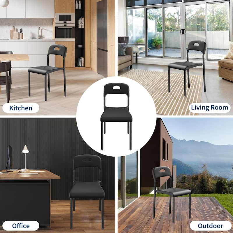 Dining Chairs Set of 4, Stackable Modern Kitchen Chairs, Plastic Dining Room Chair with Metal Legs