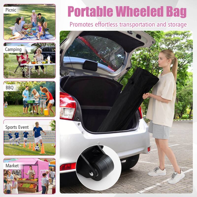 Costway 10 x 10 FT Pop up Canopy Tent with Sidewalls & Awning, Wheeled - See Details