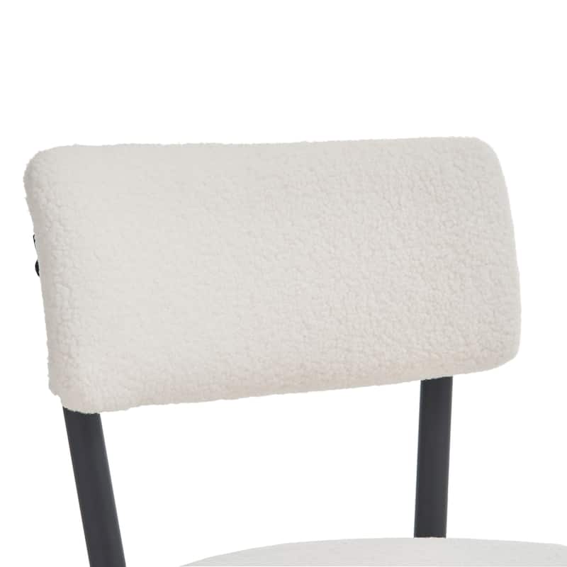 Set of 4 Modern Teddy Fabric Upholstered Bar Stools, Metal Base High Stool Suitable for Kitchen, Dining and Living Room