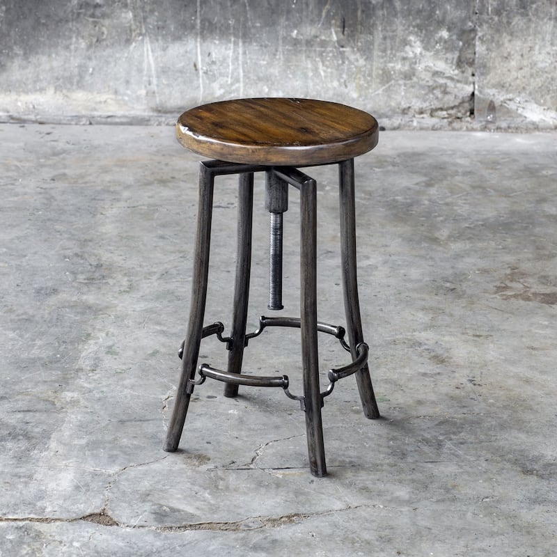 Uttermost Westlyn 18"W Rustic Farmhouse Backless Round Bar Stool