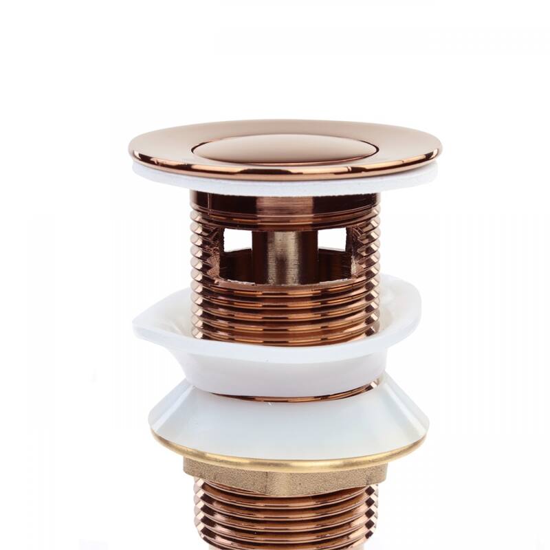 Bathroom Sink Drain 1 1/4 in. OD Rose Gold Pop Up Sink Drain with Overflow Renovators Supply - Gold