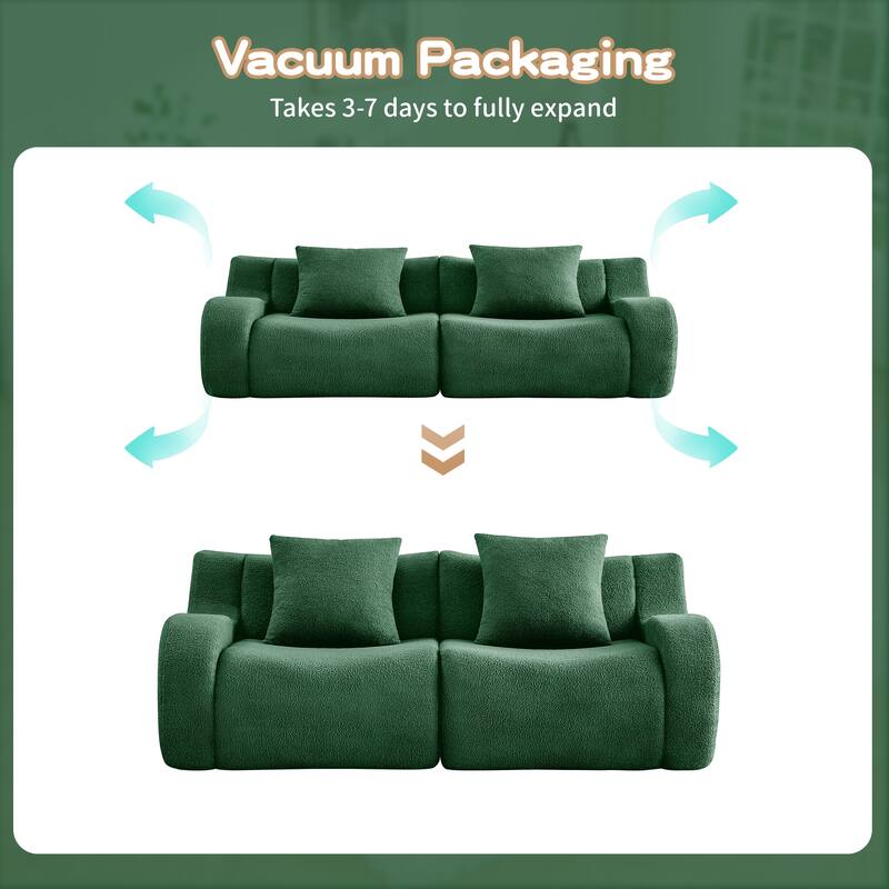 Anmytek Plush Cozy Teddy Fabric Boneless Sofa Anti-Slip Streamlined Design No-Assembly