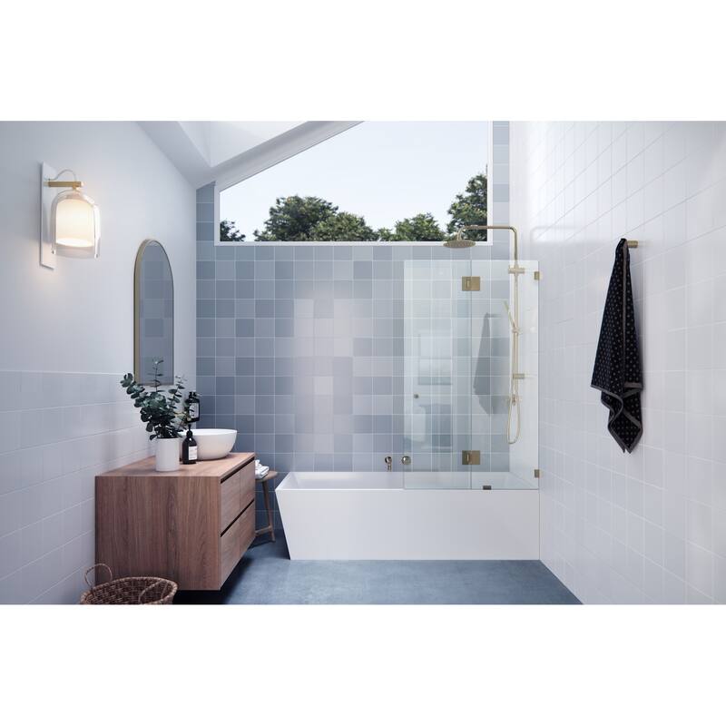 Glass Warehouse GW-B-GH-34 Halo 58" High x 34" Wide Hinged Frameless