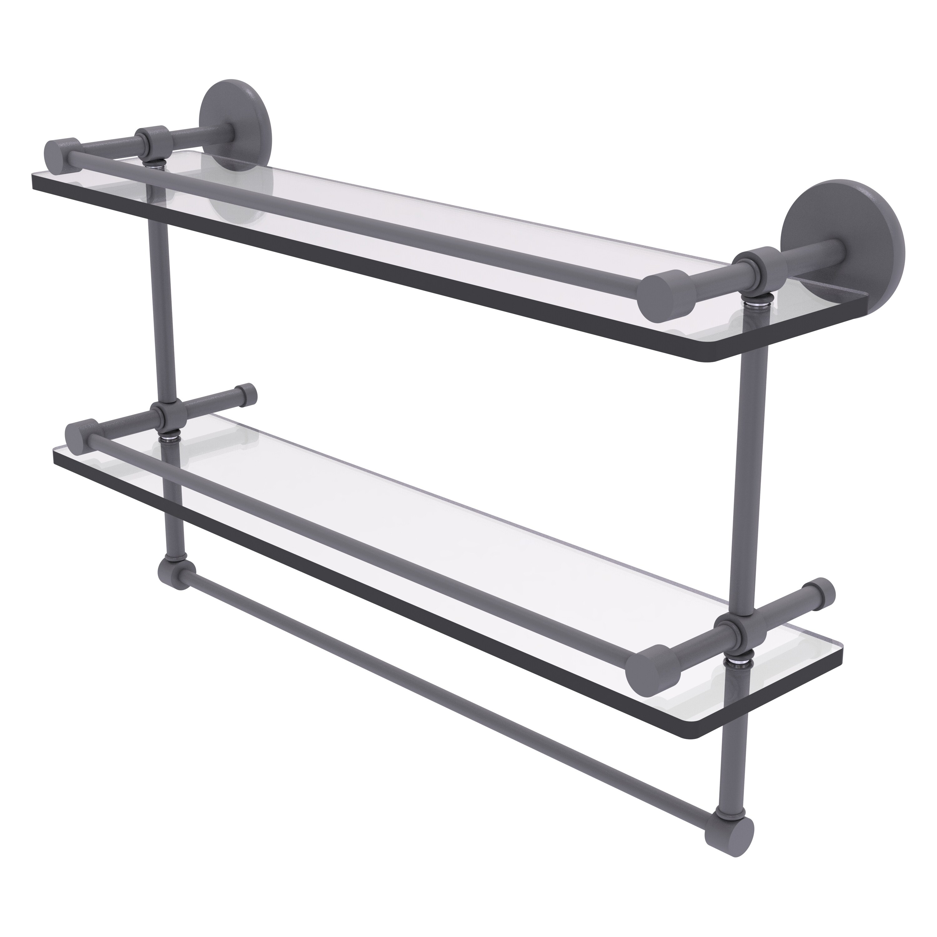 Allied Brass 16 Inch Gallery Double Glass Shelf with Towel Bar
