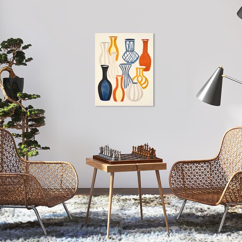 Wynwood Studio Canvas Abstract Abstract Vases Blue and Dark Yellow Modern & Contemporary Wall Art Canvas Print - 16 x 20
