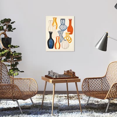 Wynwood Studio Canvas Abstract Abstract Vases Blue and Dark Yellow Modern & Contemporary Wall Art Canvas Print