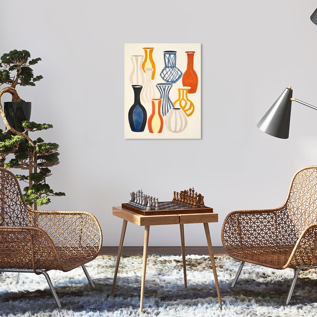 Wynwood Studio Canvas Abstract Abstract Vases Blue and Dark Yellow Modern & Contemporary Wall Art Canvas Print