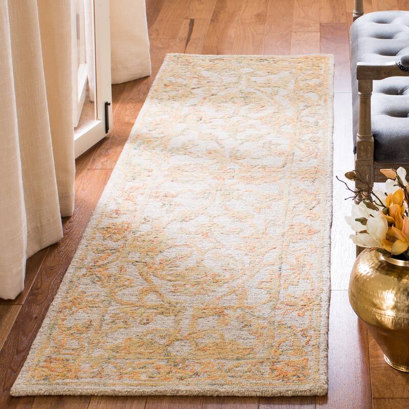 SAFAVIEH Handmade Abstract Atossa Modern Wool Rug - 2'3" x 8' Runner - Beige/Gold