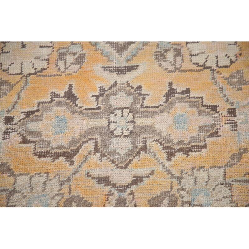 Hand Knotted Oriental 100% Wool Carpet Traditional Floral Yellow & Gold Mashad Area Rug - 12' 5'' X 9' 4''