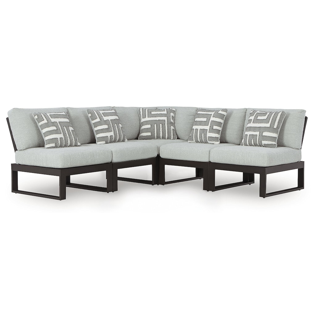 Signature Design by Ashley Beachloft Black/Gray 5-Piece Outdoor Sectional - 88" W x 88" D x 32" H