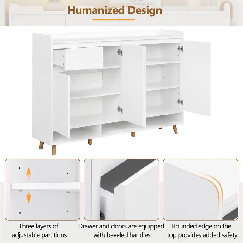 Sleek Shoe Cabinet with Adjustable Shelves, Minimalist Shoe Rack with 1 Drawer and Adjustable Shelves, Shoe Storage Organizer