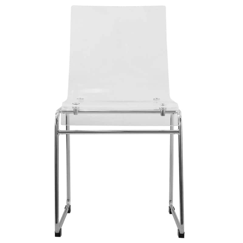 Lima Modern Transparent Acrylic in Chrome Steel Frame Dining Chair