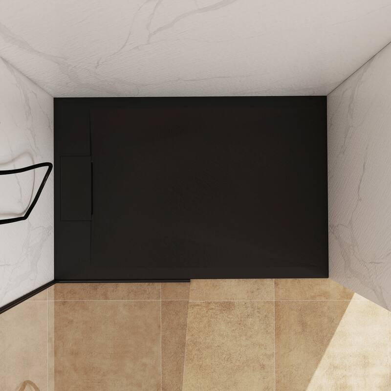 SMC Alcove Shower Pan Base with Reversible Drain, Low Profile, Wheelchair Access, Slip-Resistant, cUPC Certified