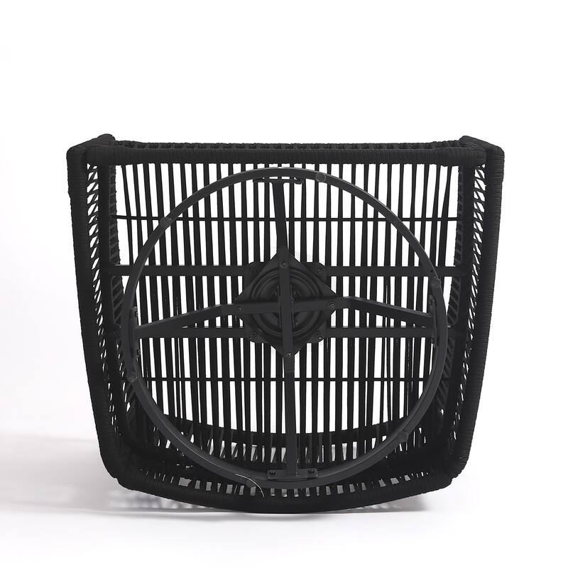 3 Piece Patio Woven Rope Swivel Chair Seating Group with Cushions