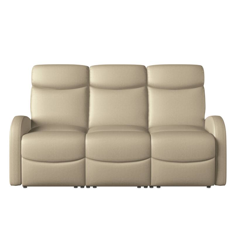 Strick & Bolton 3 Seat Distressed Faux Leather Reclining Loveseat