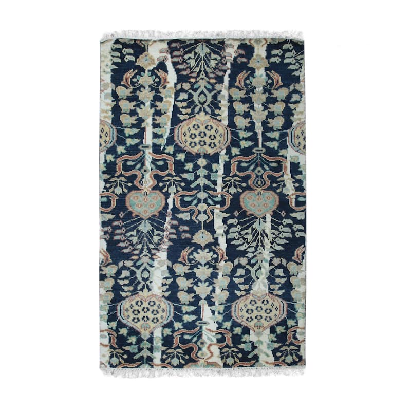 Home Decor EORC Hand-Knotted Wool Modern Knot Rug Stylish Blue Area Rug for Living Room, Bedroom, Office, & Home Décor