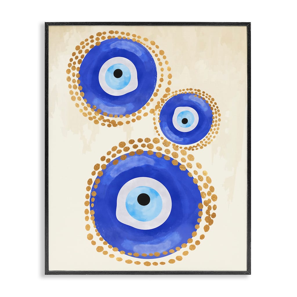 Stupell Round Blue Evil Eye Pattern Lustrous Dotted Detail Framed Wall Art, Design by Two Smart Blondes