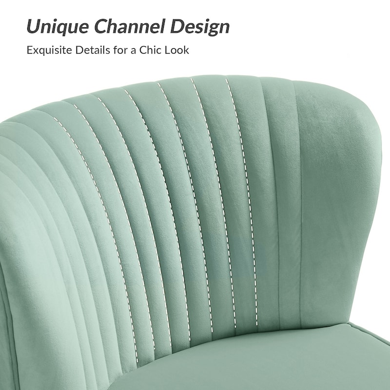 Monica 22''W Upholstered Modern Tufted Accent Side Chair with Gold Legs by HULALA HOME