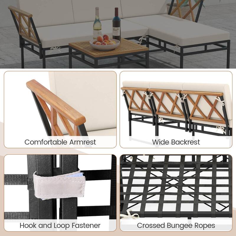 Costway 3 PCS L-Shaped Patio Furniture Set with Loveseat Square Coffee - See Details