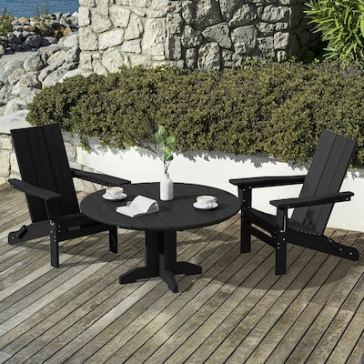 HDPE Patio Outdoor Round Coffee Table, X-shaped Leg