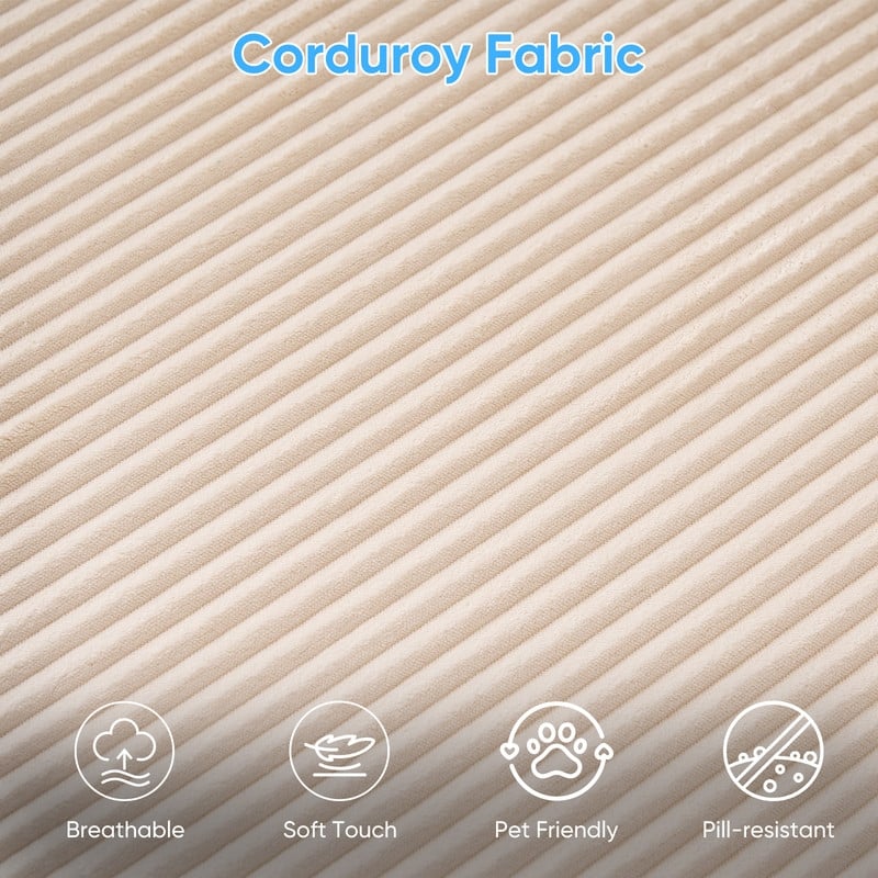 Mixoy 3-Pcs Free Combination Modular Sectional Sofas,Corduroy Compressed L-Shaped Sofa with Flexible Configuration - 3-Seater