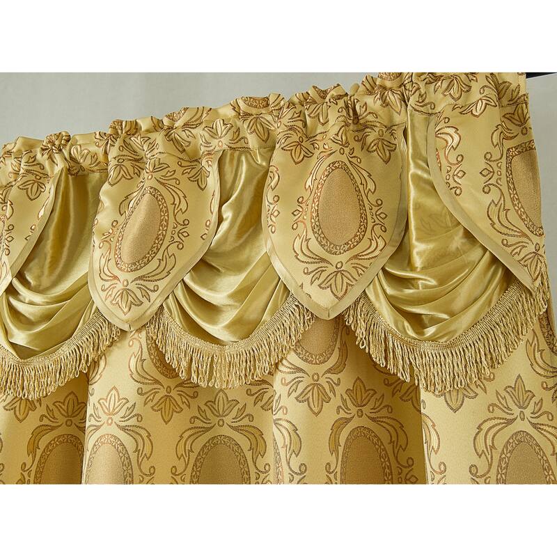 Gracewood Hollow Mabanckou Textured Jacquard Single Rod Pocket Curtain Panel w/ Attached Valance (54 x 84) - 54 x 84 in.
