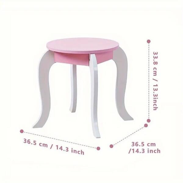 Kids Vanity Makeup dresser set with 360 Mirror Drawer Dressing Table Stool Girl - 11.6*39.3*26.7