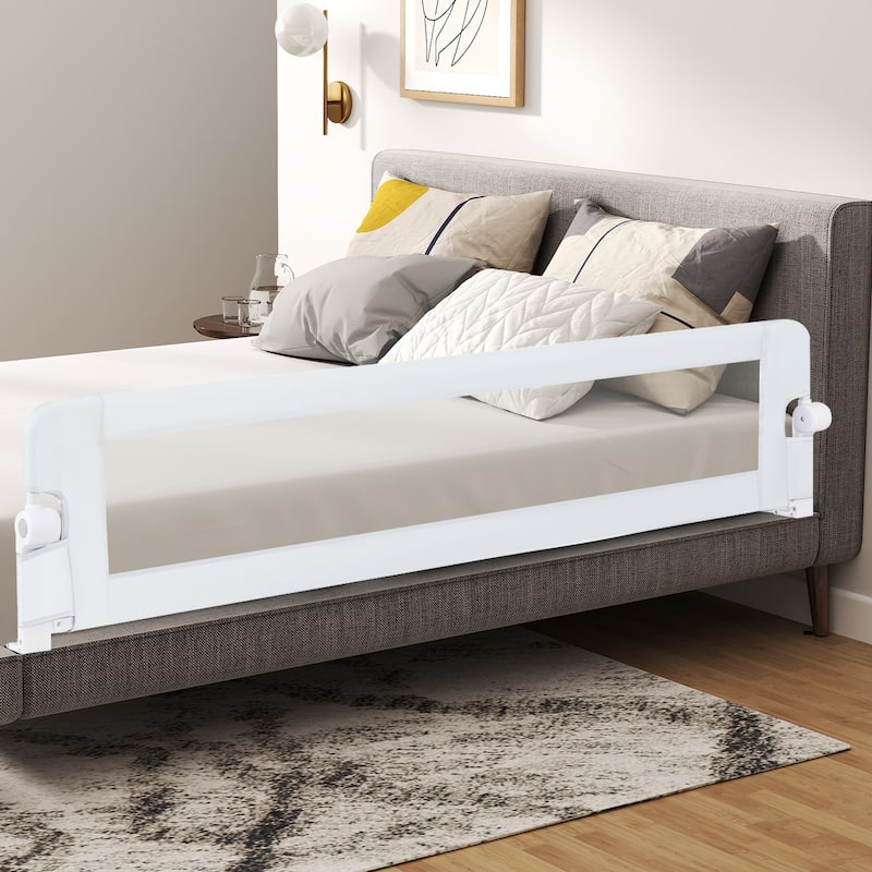 Gymax 2PCS 71'' Toddler Foldable Bed Rail w/ Adjustable Safety Strap