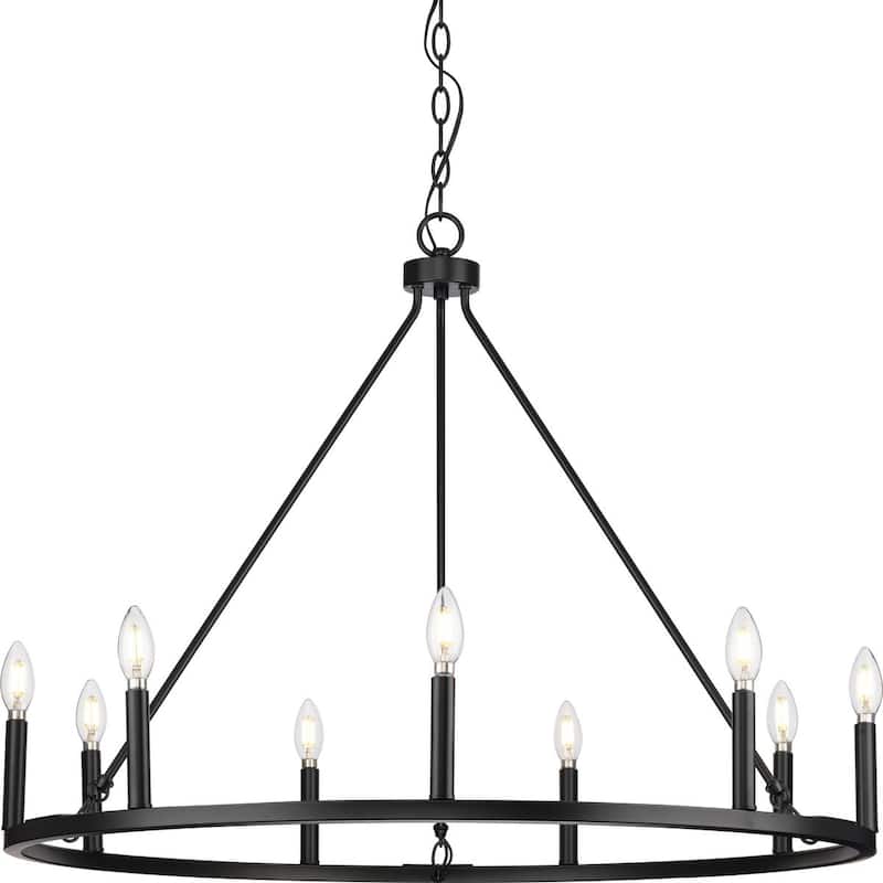 Gilliam Collection Nine-Light Matte Black New Traditional Chandelier - 35.5 in x 35.5 in x 26.5 in - 35.5 in x 35.5 in x 26.5 in