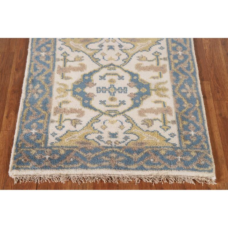 Ivory / Beige Oushak Oriental Runner Rug Handmade Wool Carpet - 2'7"x 7'11"