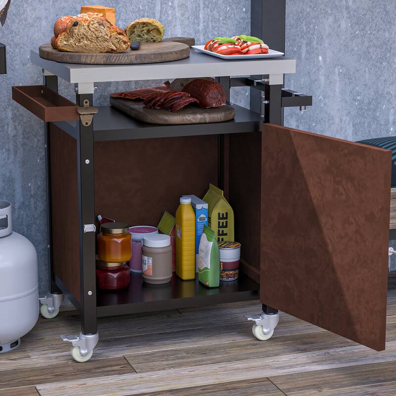 Outdoor Grill Cart With Stainless Steel Tabletop(no include stool)