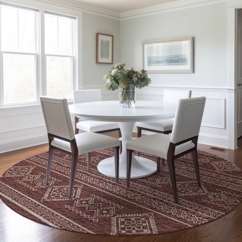 Premium Washable Super Soft Boho Global Mayfield Rug - Canyon - 8' x 8' - Round