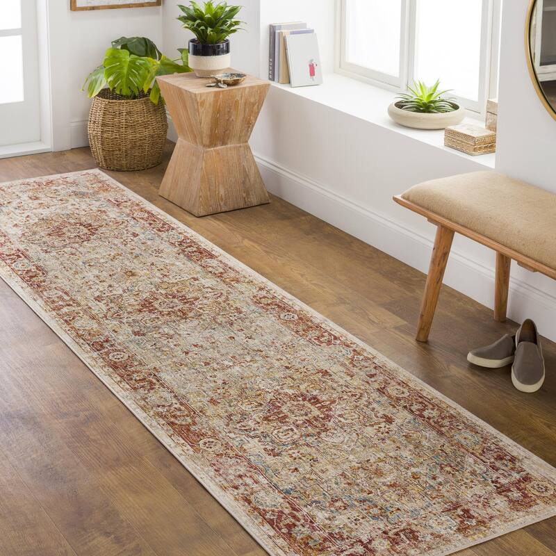Livabliss Aspendos Traditional Area Rug - Beige/Rust - 2'7" x 10'
