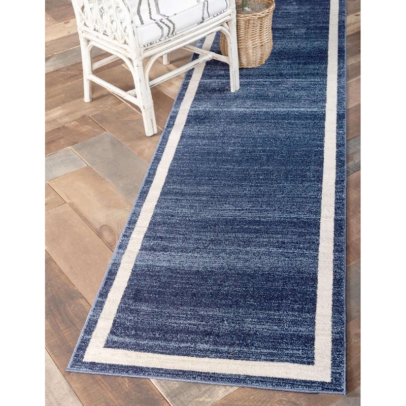 Contemporary Weby Collection Area Rug - 2'x8' - Navy Blue