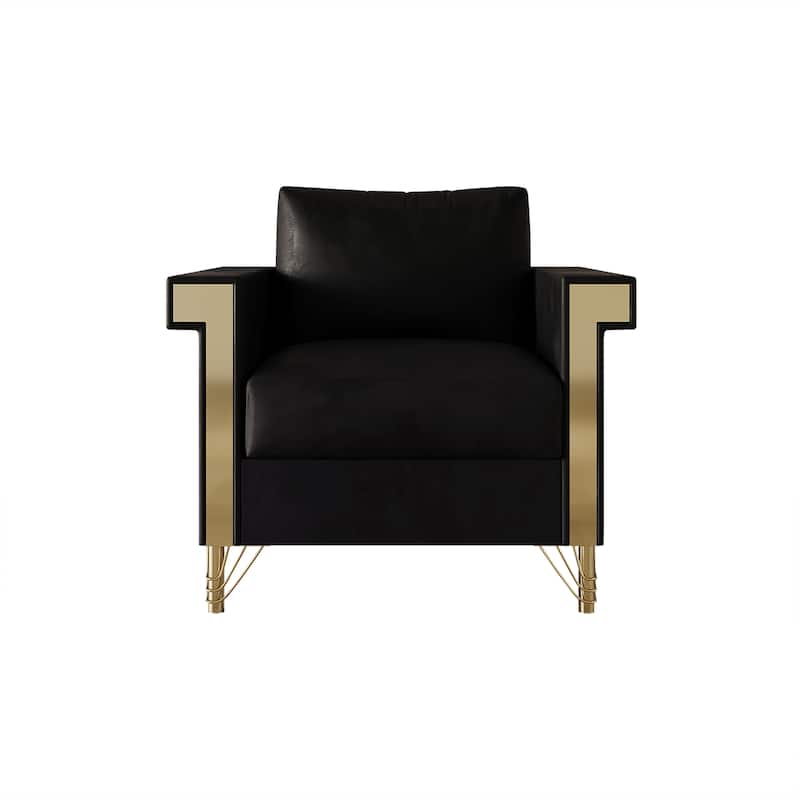 CraftPorch Luxurious Velvet Upholstered Arm Chair - Black