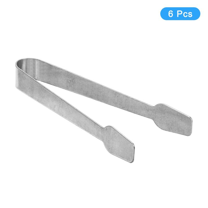 Serving Tongs, 6pcs 6 Inch Stainless Steel Ice Tongs, Mini Sugar Tongs - Silver