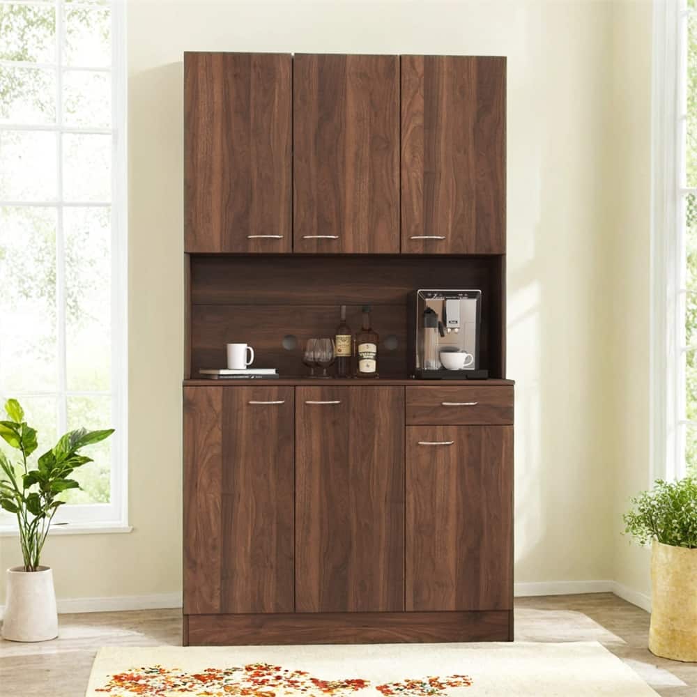 70.87" Tall Wardrobe& Kitchen Cabinet,with 6-Doors, 1 Open Shelves