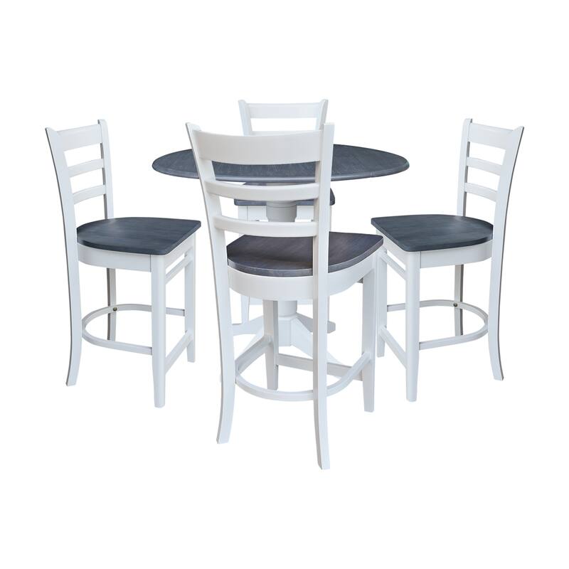 42" Round Top Dual Drop Leaf Pedestal Table with Stools - 5-Piece