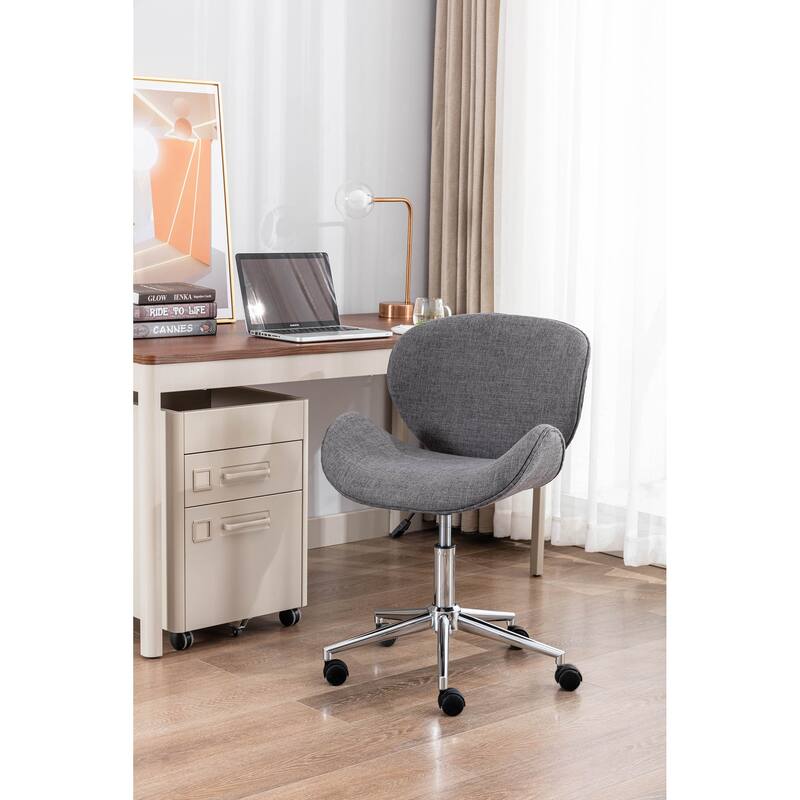 Porthos Home Rudi Office Chair, PU or Fabric or Velvet Upholstery, Chrome Legs