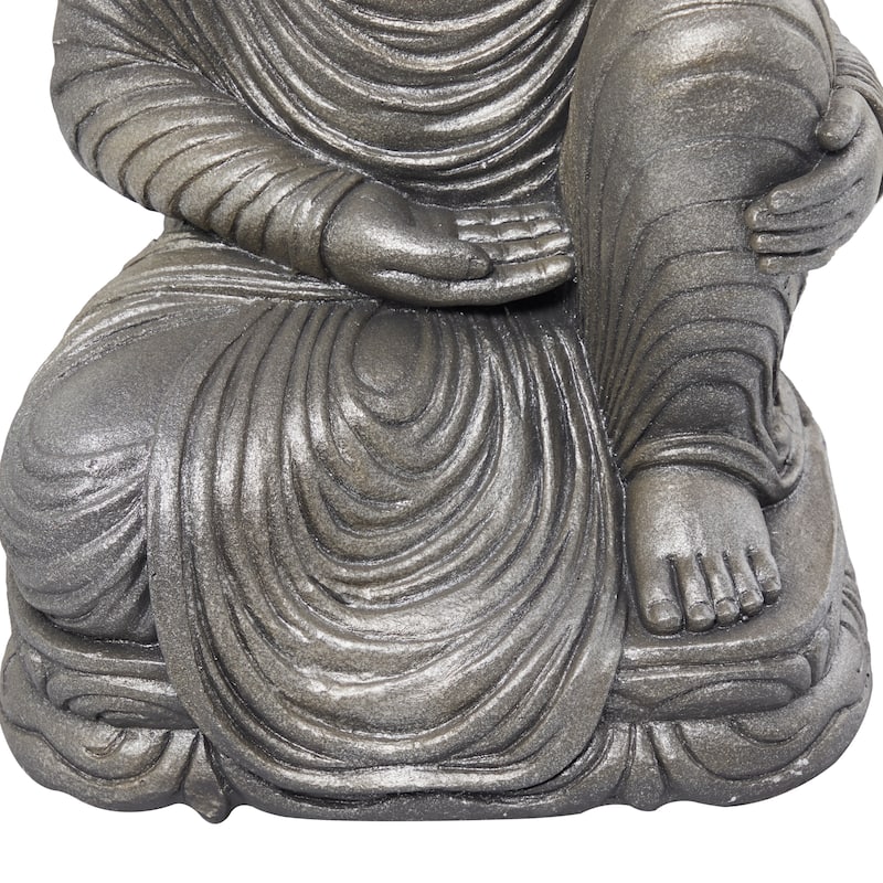 Magnesium Oxide Buddha Indoor Outdoor Meditating Garden Sculpture - Silver - Roche River Decor